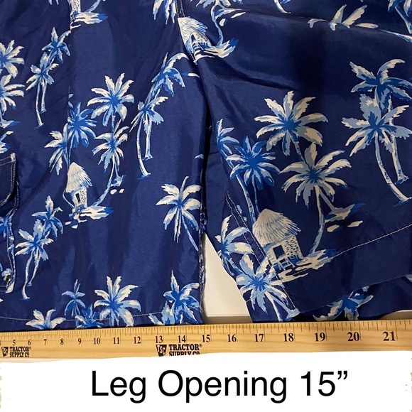 Chaps Swim Shorts Big Man Plus Size 3X Tropical Blue Side Pocket Y2K - Picture 10 of 10